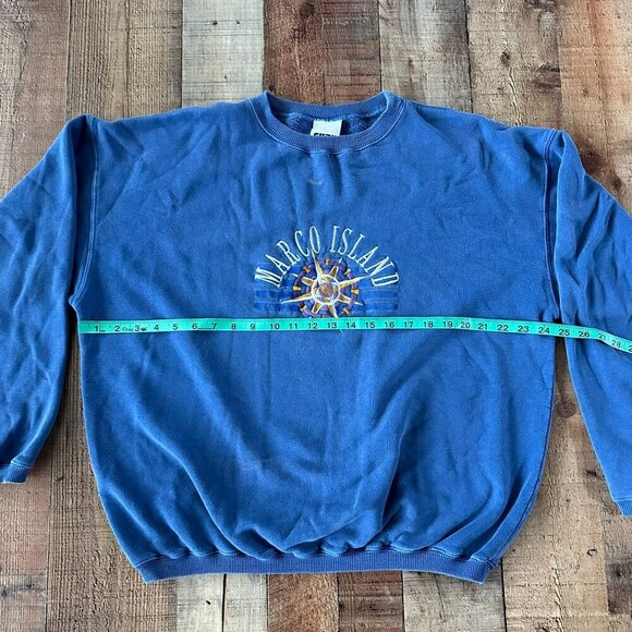 Vintage Men’s size Medium Marco Island Blue Crewneck Pullover Sweatshirt - Picture 10 of 15